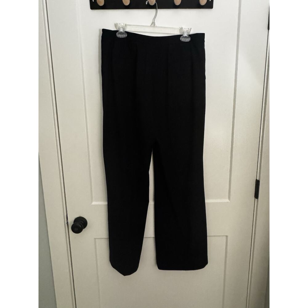 LOFT Dress Pants Womens Sz 14 Black Wide Leg Full Length Office Work Business - Picture 3 of 9